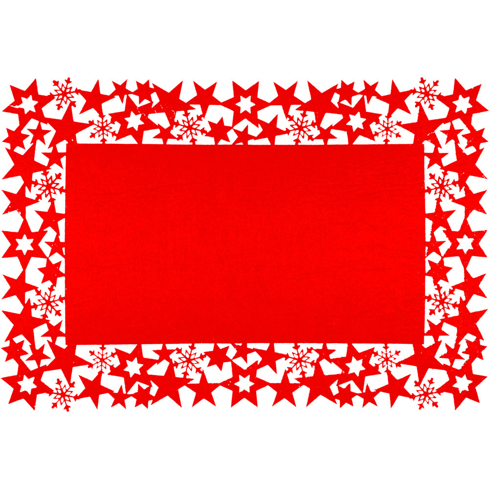 St Helens Star and Snowflake Red Felt Table Mats 2 Pack Image 1