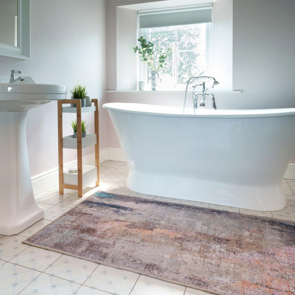 Kukoon Carrie Multicolour Flat Distressed Rug 180 x180cm Image 1