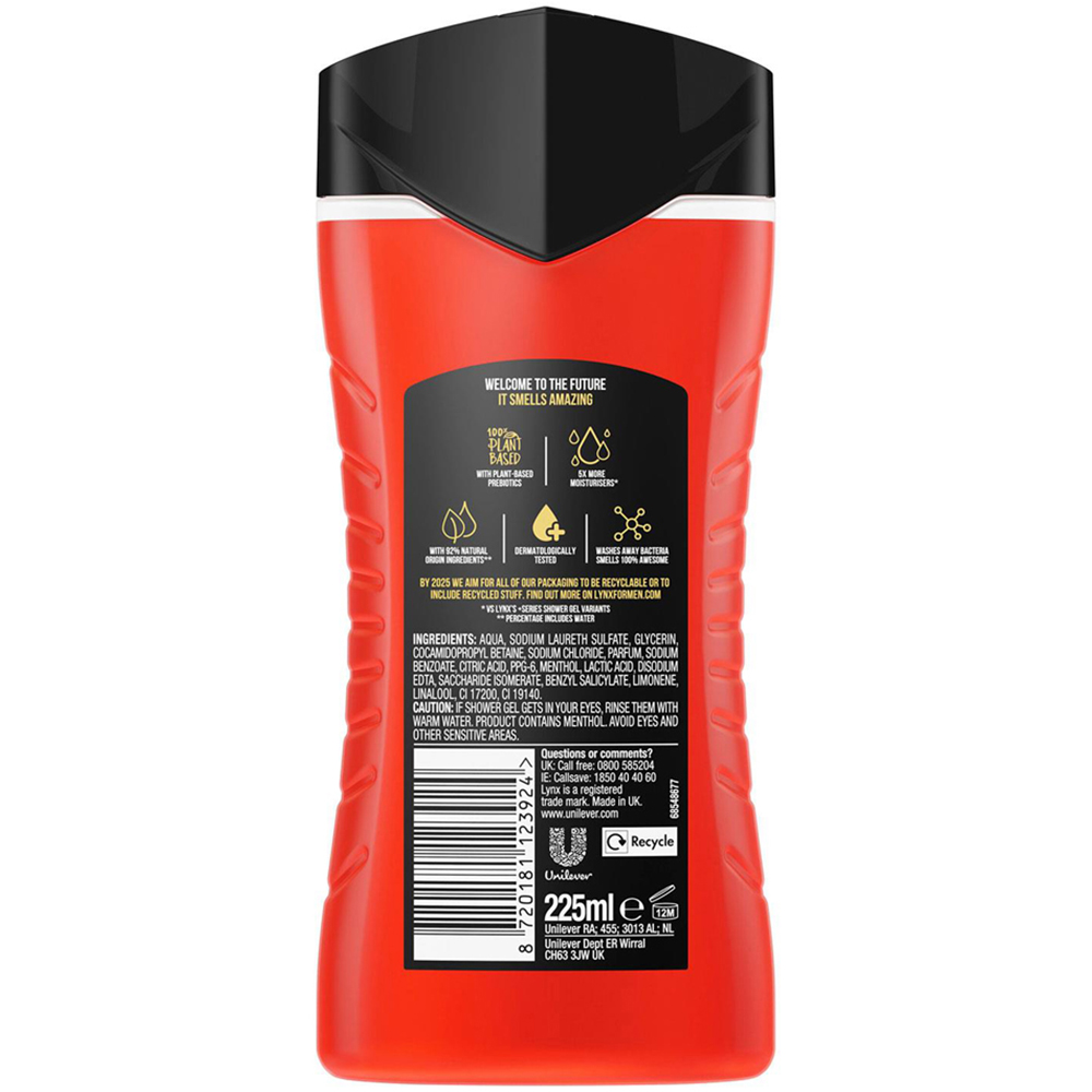 Lynx Recharge Arctic Mint and Cool Spices Shower Gel 225ml 12 Pack Image 3