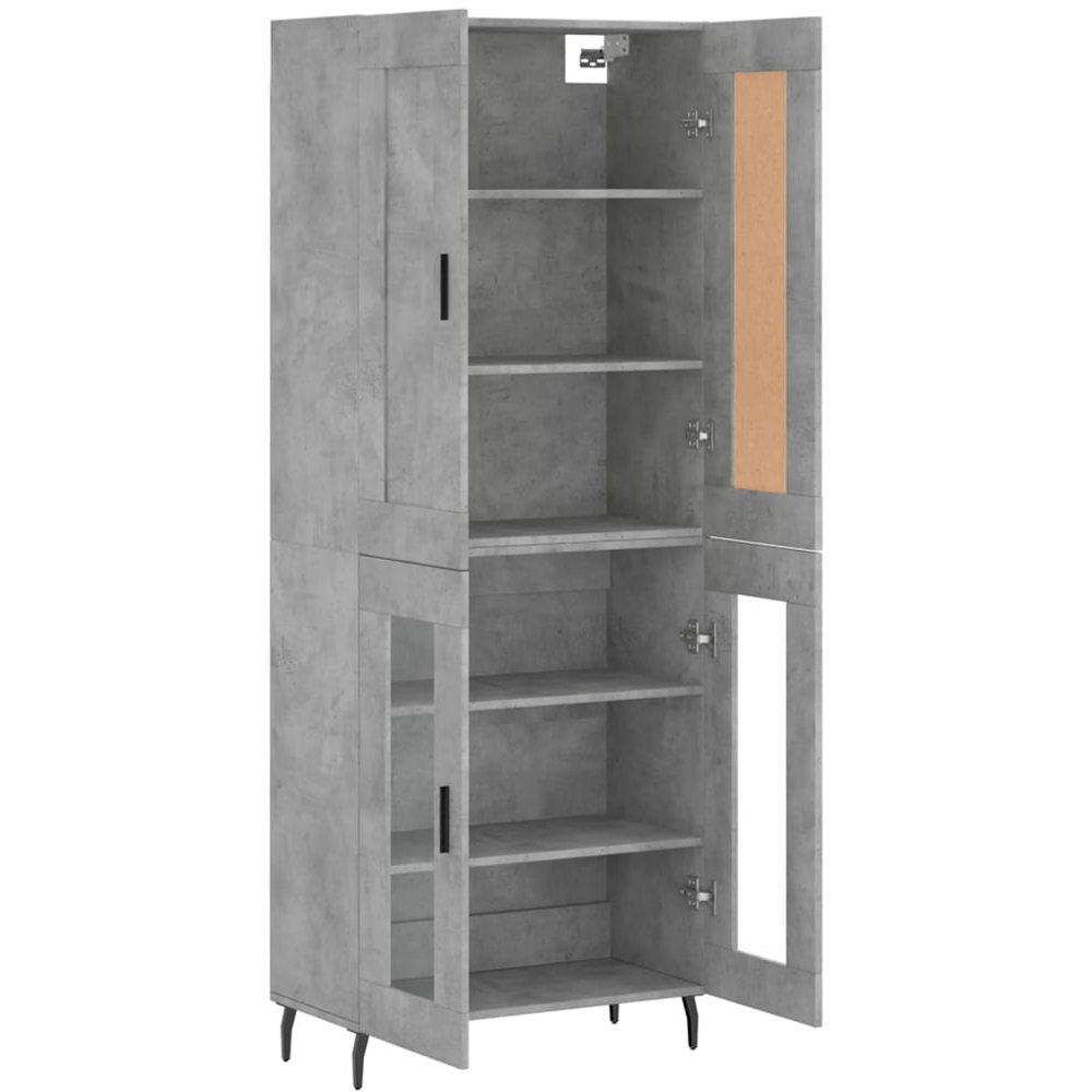 vidaXL 4 Wood and Glass Door Concrete Grey Tall Highboard Image 4