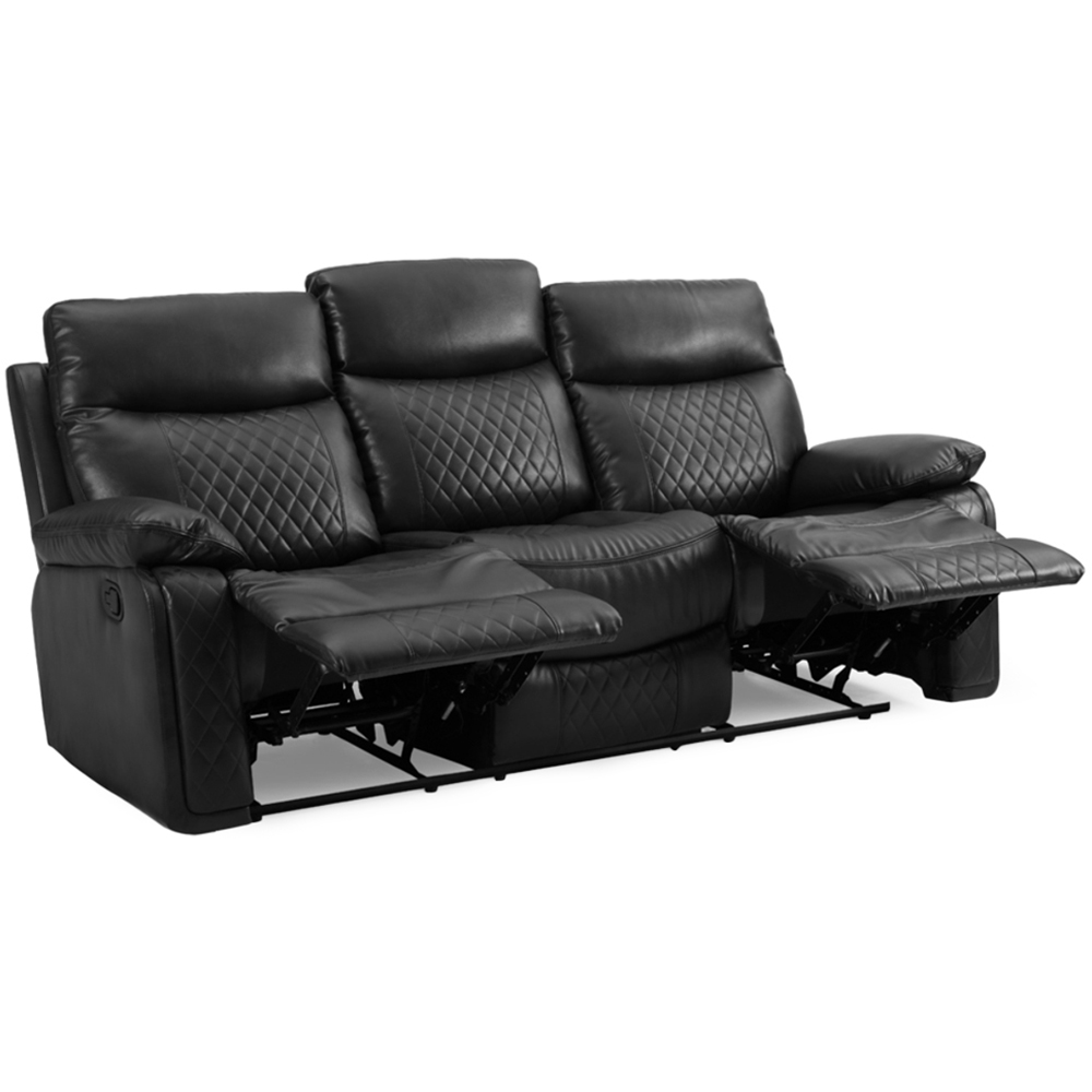 Home Detail Carson 3 Seater Black Faux Leather Manual Recliner Sofa Image 5
