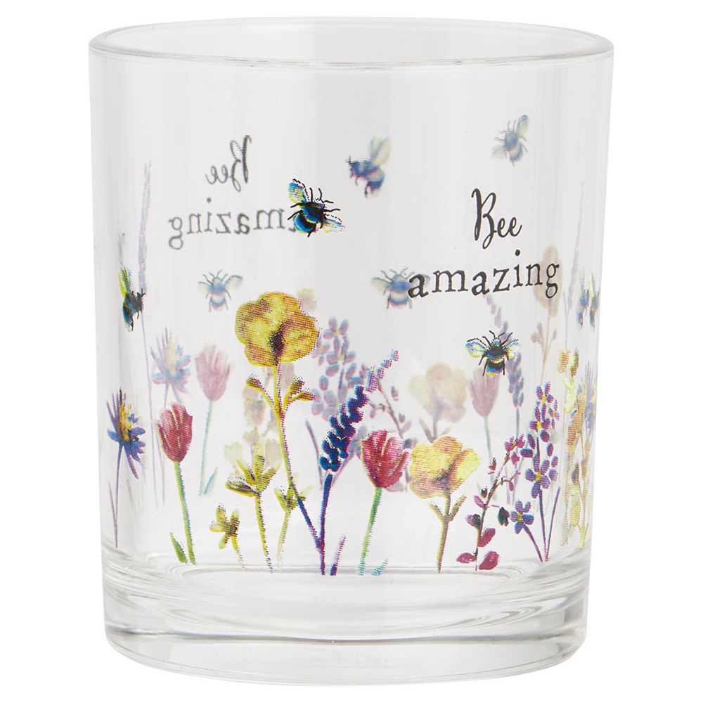Wilko Bumble Bee Floral Glass Tumbler 4 Pack Image 3