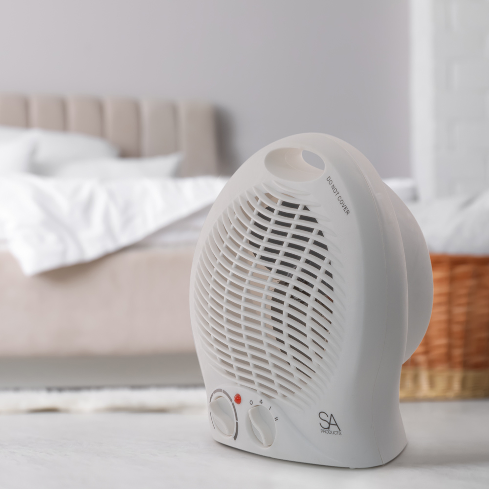 White Upright Portable Heater with 2 Heat Settings Image 8