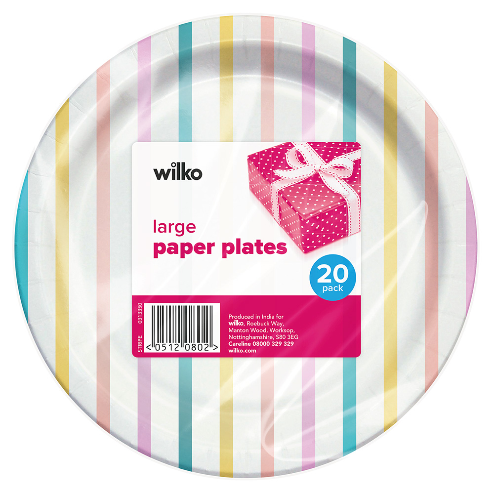 Wilko Pastel Stripe Paper Plates 20 Pack   Image 2