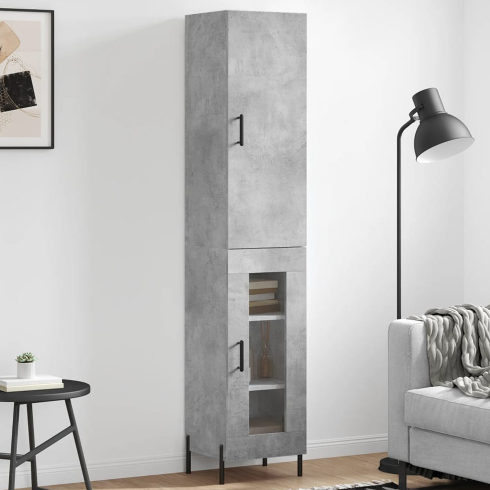 vidaXL 2 Door Concrete Grey Highboard Image 1