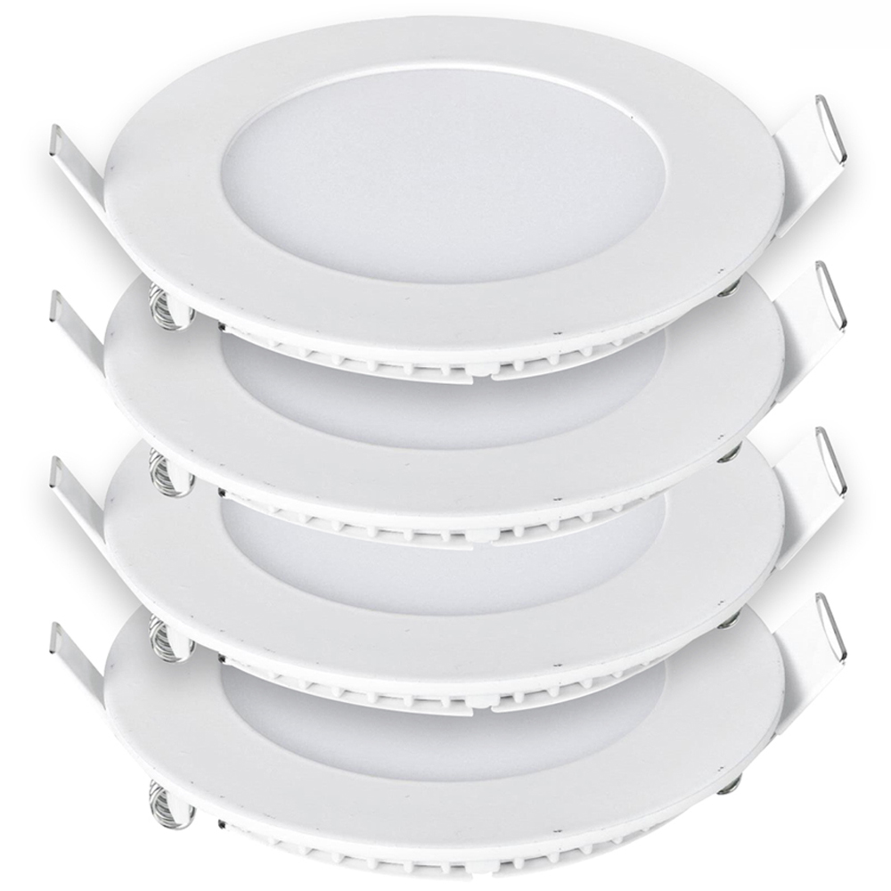 ENER-J 6W 6000K LED Panel Round Recessed Ceiling Downlight 4 Pack Image 1