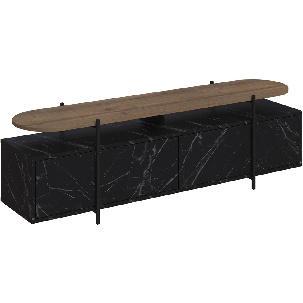 Decortie Hanley 4 Door Black Marble Effect TV Stand Image 2