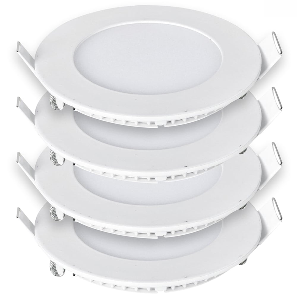 ENER-J 6W 4000K LED Panel Round Recessed Ceiling Downlight 4 Pack Image 1