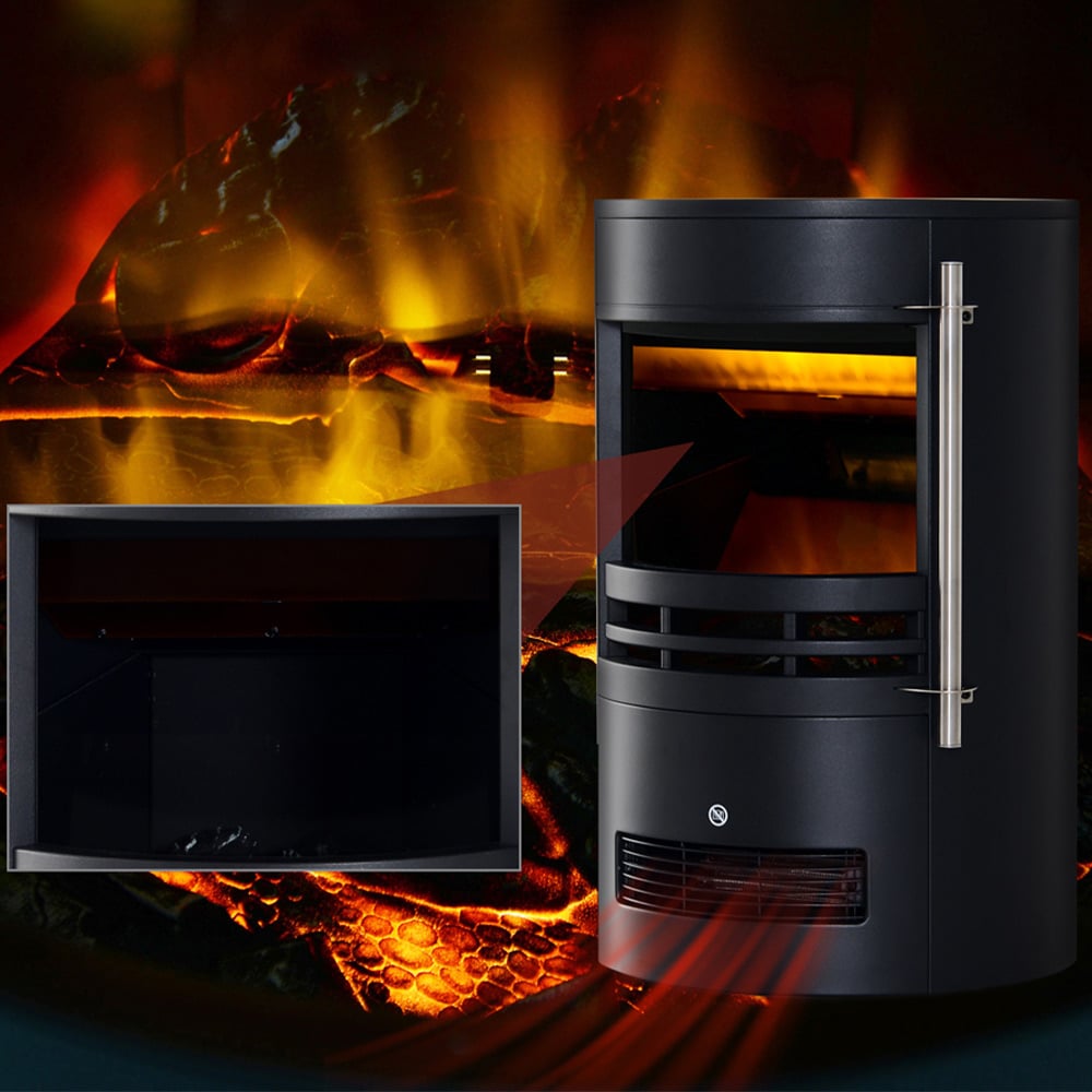 HOMCOM Ava Black Freestanding Electric Fireplace Heater 1000W Image 5