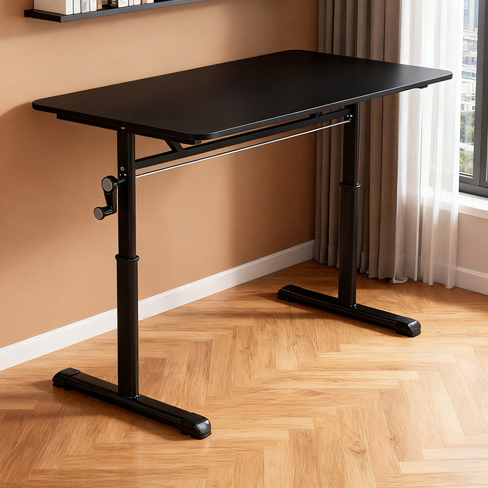 Living and Home Carbon Steel Frame Height Adjustable Laptop Desk with Crank Handle Black Image 1