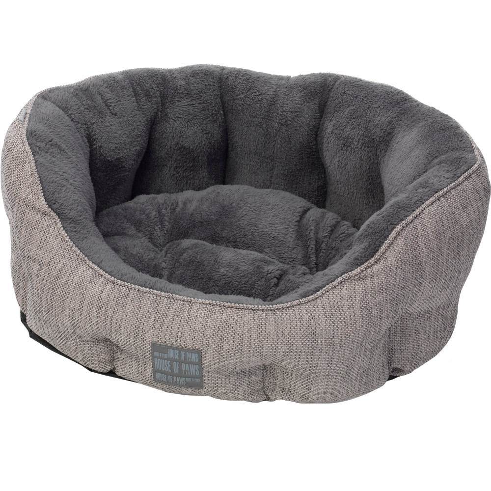 House Of Paws Small Grey Hessian Bed Image 1