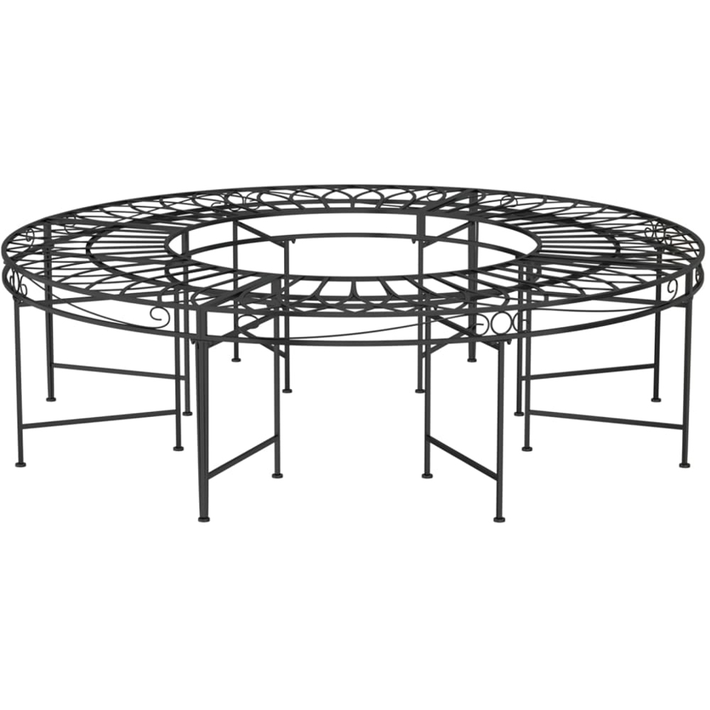 vidaXL Black Steel Round Tree Bench Image 2