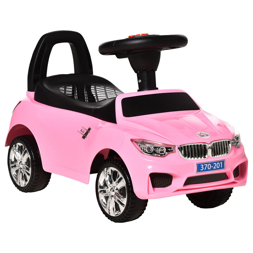 HOMCOM Kids Pink Foot-To-Floor Sliding Car with Interactive Features 18-36 months Image 1