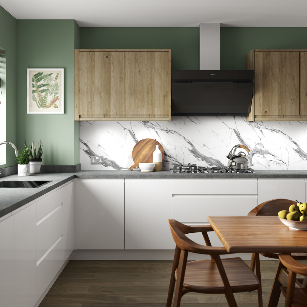 Alloy White Marble Kitchen Splashback 3000 x 75mm x 4mm Image 3