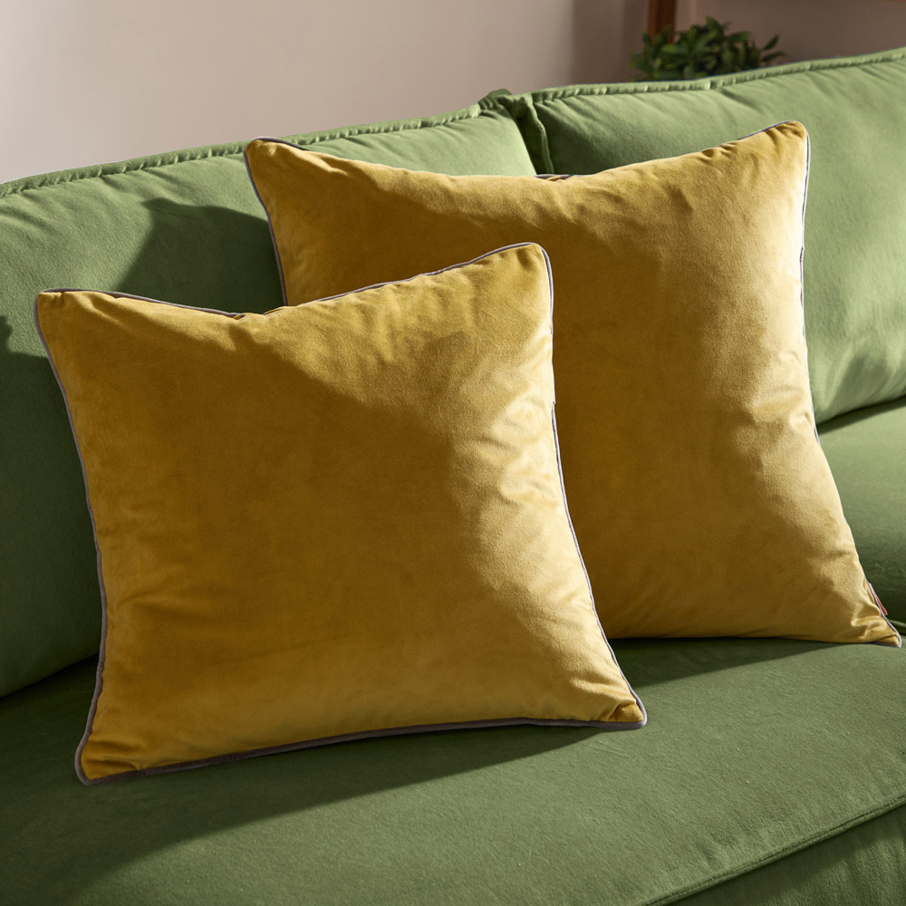 Furn Meridian Moss and Charcoal Velvet Cushion 45 x 45cm Image 5