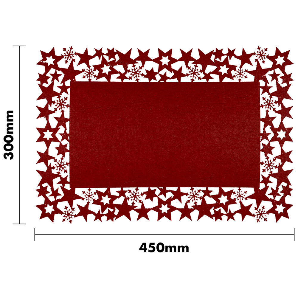 St Helens Star and Snowflake Maroon Felt Table Mats 2 Pack Image 4