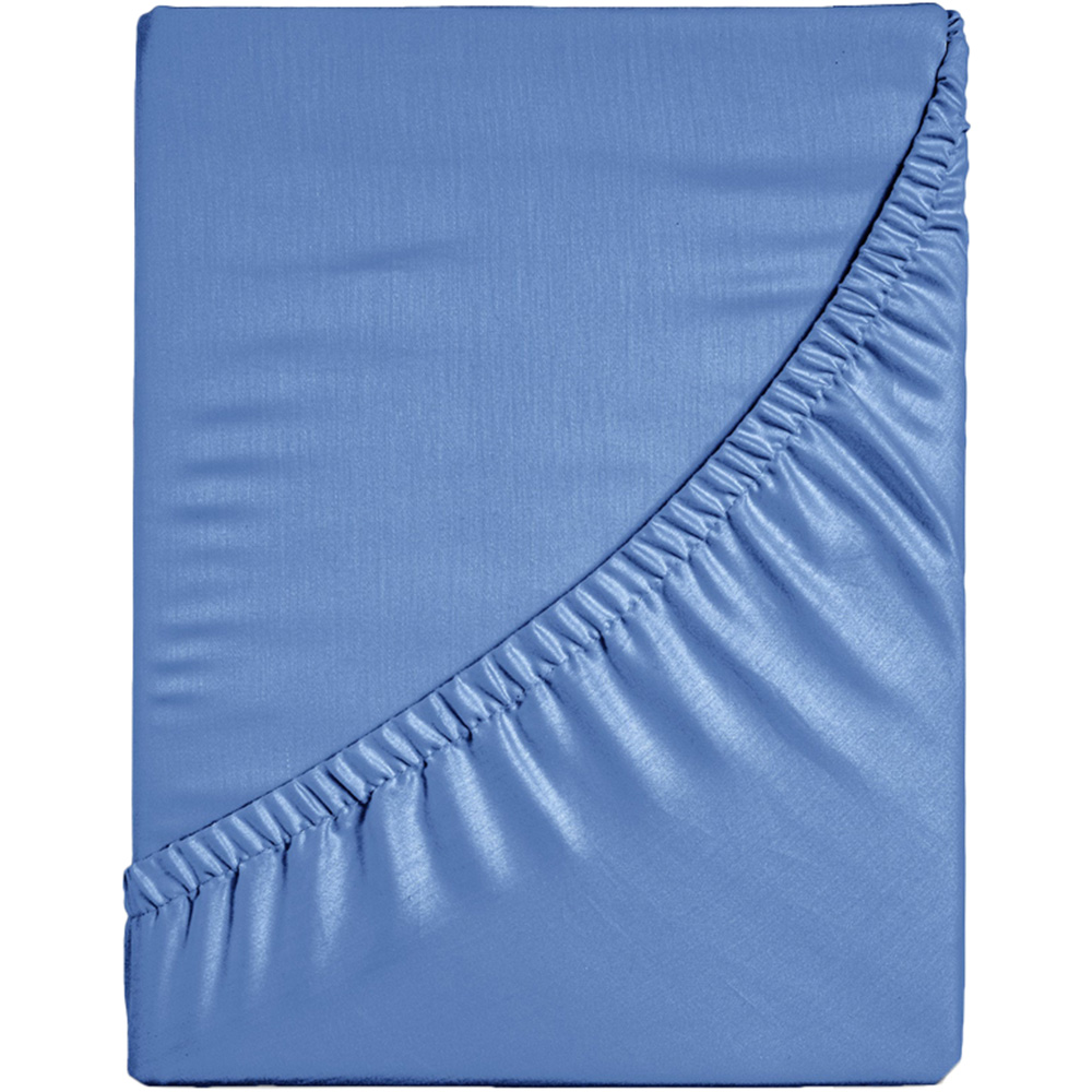 Velosso Microfibre Super King Size French Blue Fitted Sheet Image 1