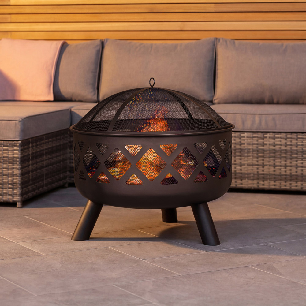Charles Bentley Snug Salvador Black Round Steel Bowl Fire Pit Image 6