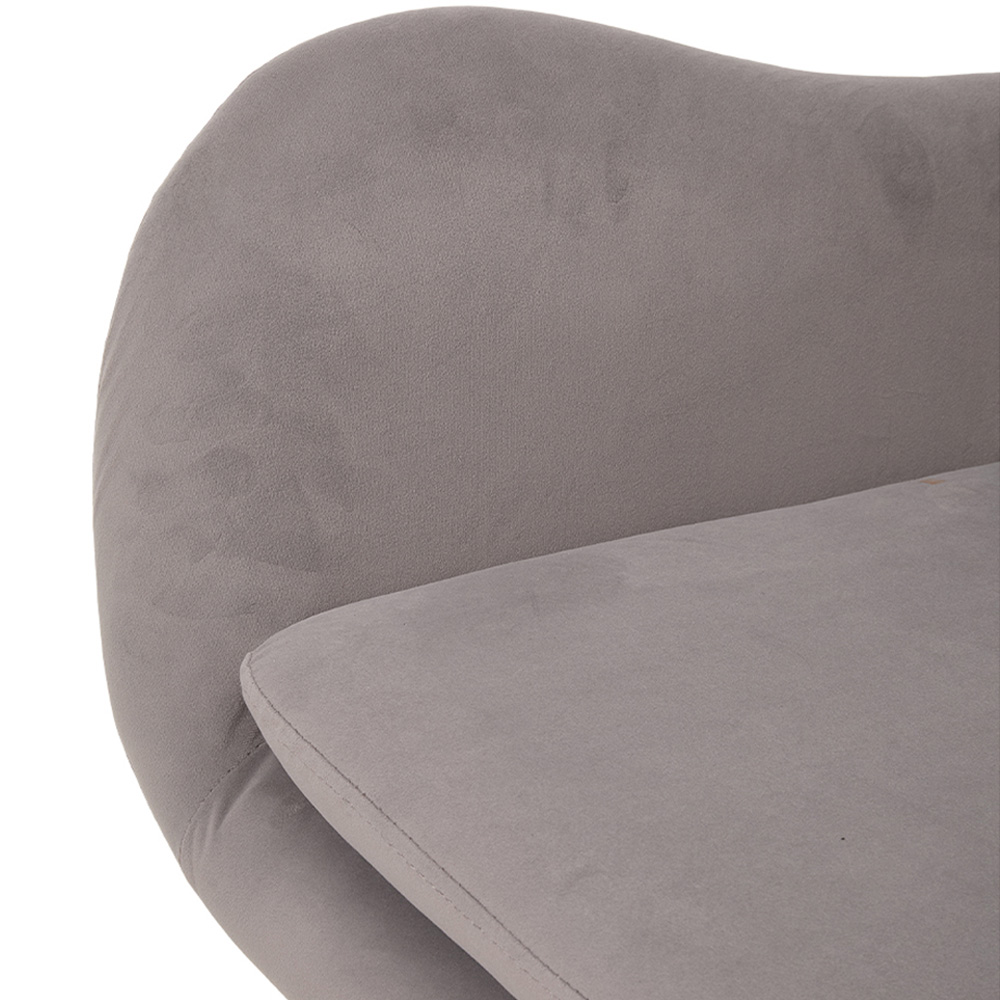 Living and Home Grey Velvet Upholstered Rocking Chair Image 4