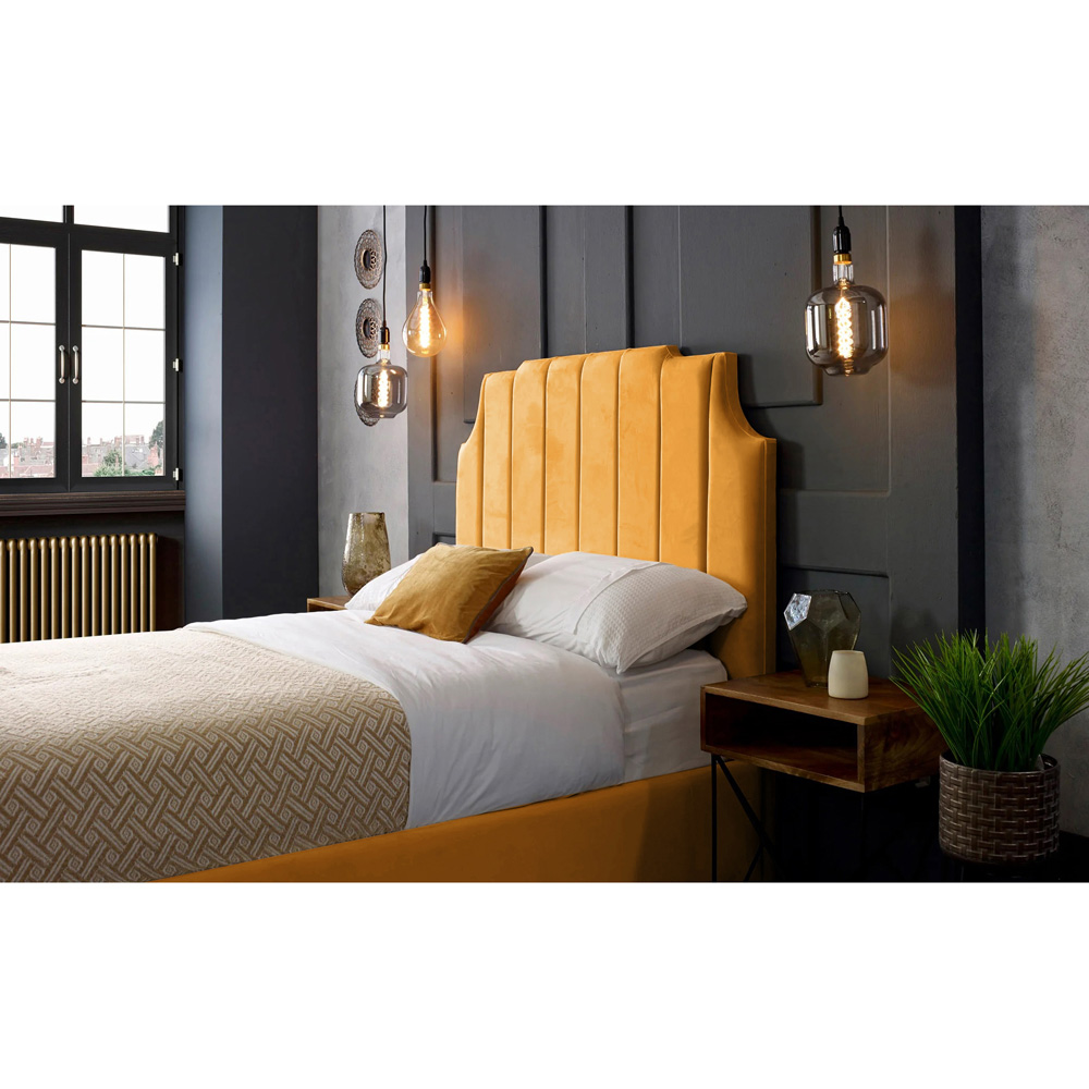 Eleganza Home Nelson Super King Size Mustard Plush Velvet Bed Frame with Headboard Image 2