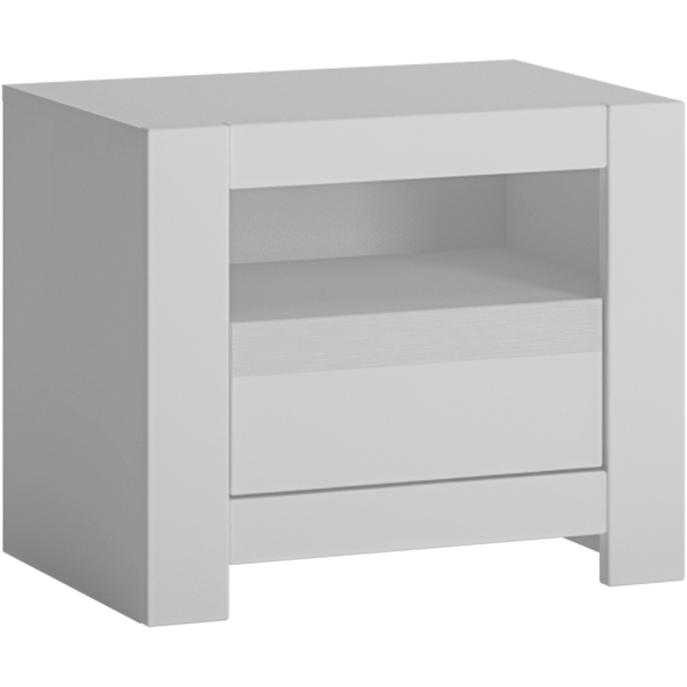 Florence Single Drawer Alpine White Bedside Table Image 2