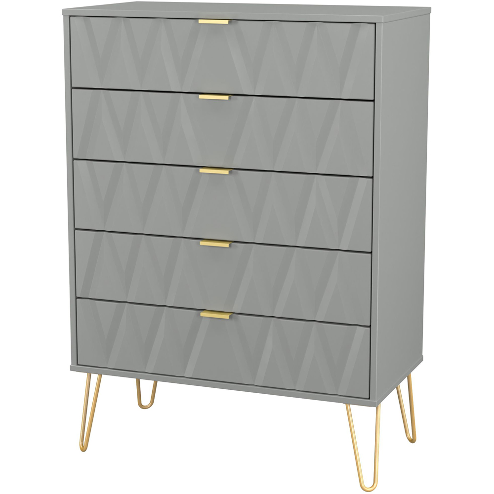 Crowndale Diamond 5 Drawer Dusk Grey Chest of Drawers Ready Assembled Image 2