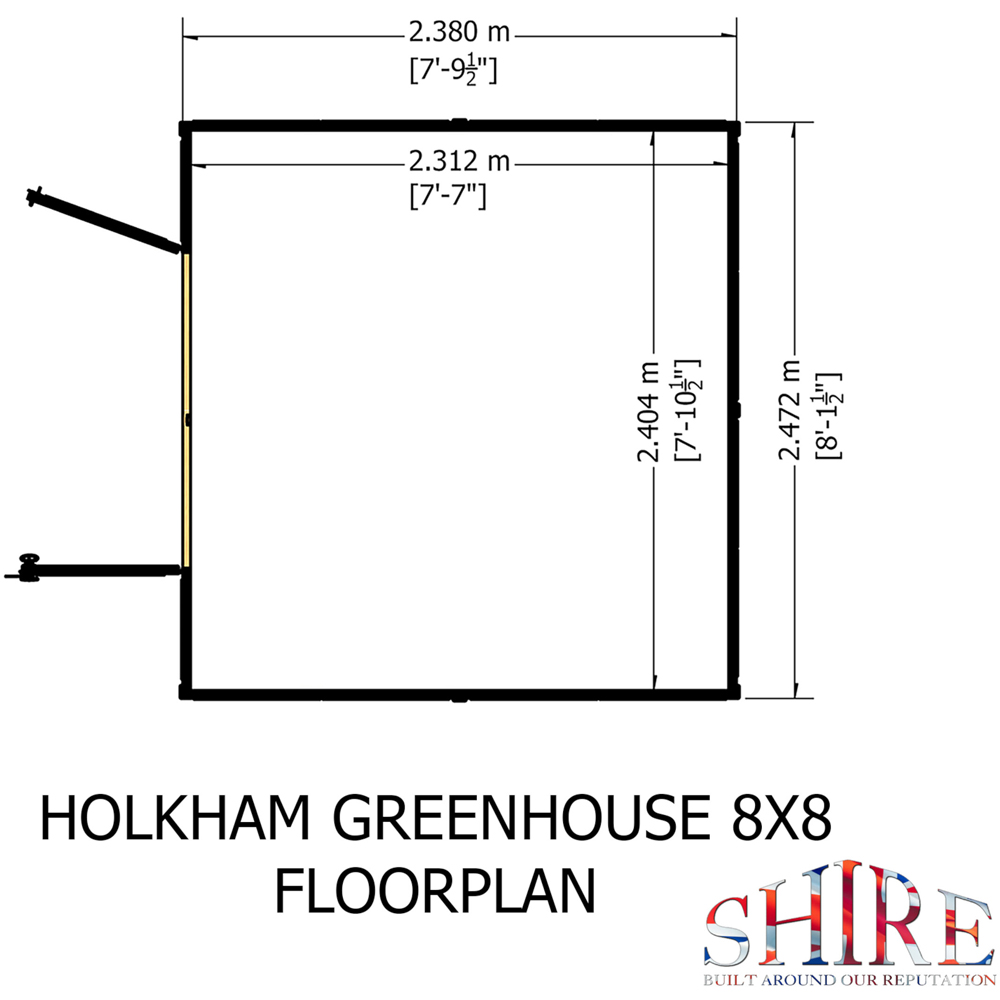 Shire Holkham 8 x 8ft Glazed Toughened Glass Greenhouse Image 7