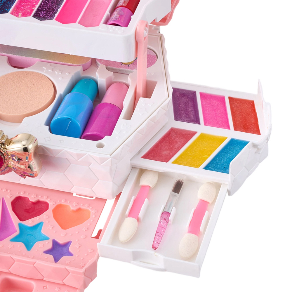 H&O Direct 52 Piece Kids Pink Washable Cosmetic Toy Set with Mirror Image 4