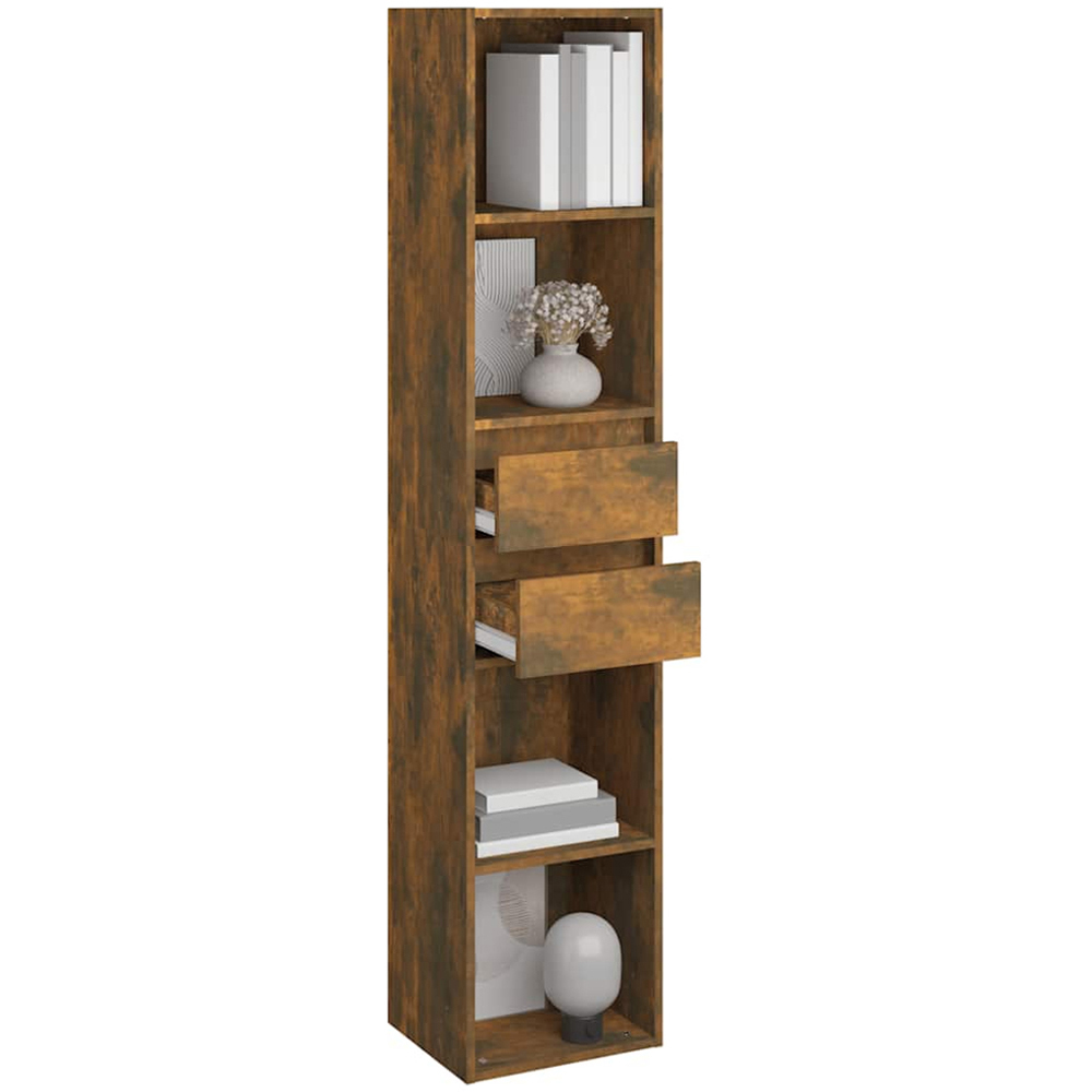 vidaXL 2 Drawer 4 Shelf Smoked Oak Bookcase Image 6