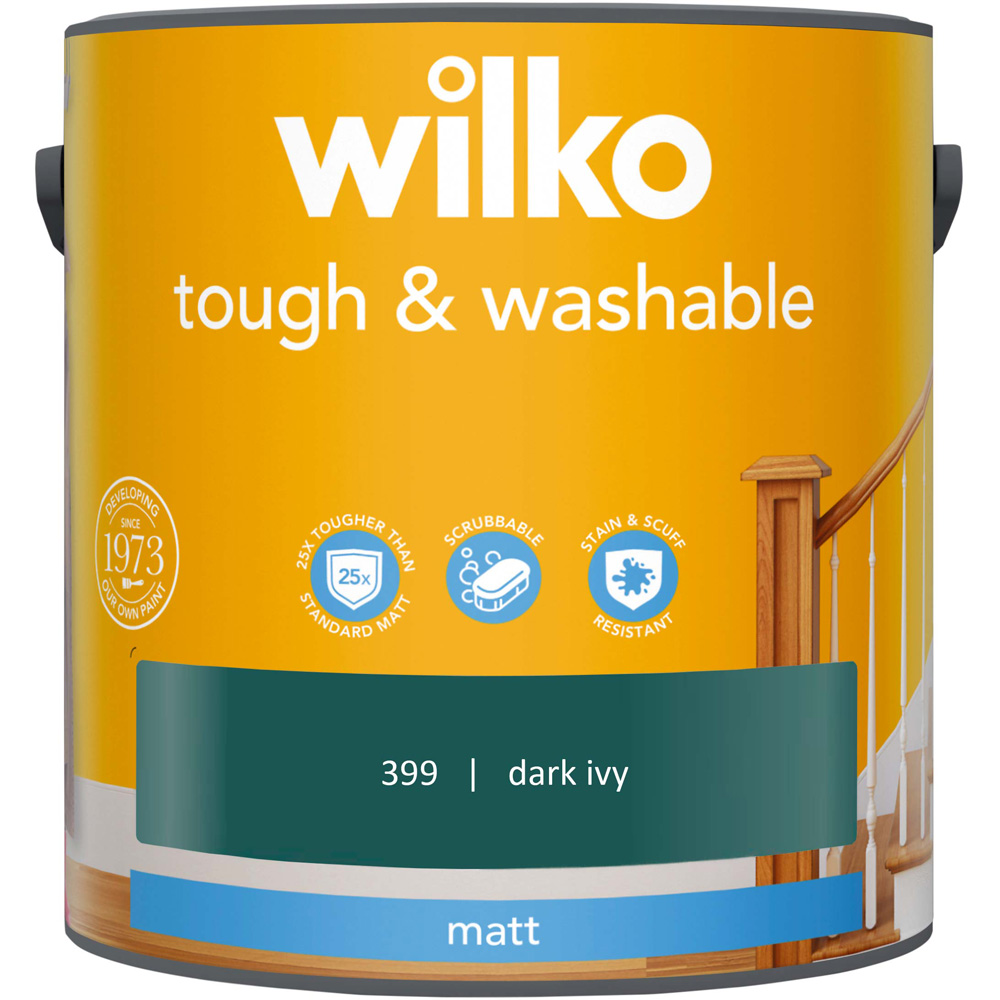 Wilko Tough & Washable Dark Ivy Matt Emulsion Paint 2.5L Image 2