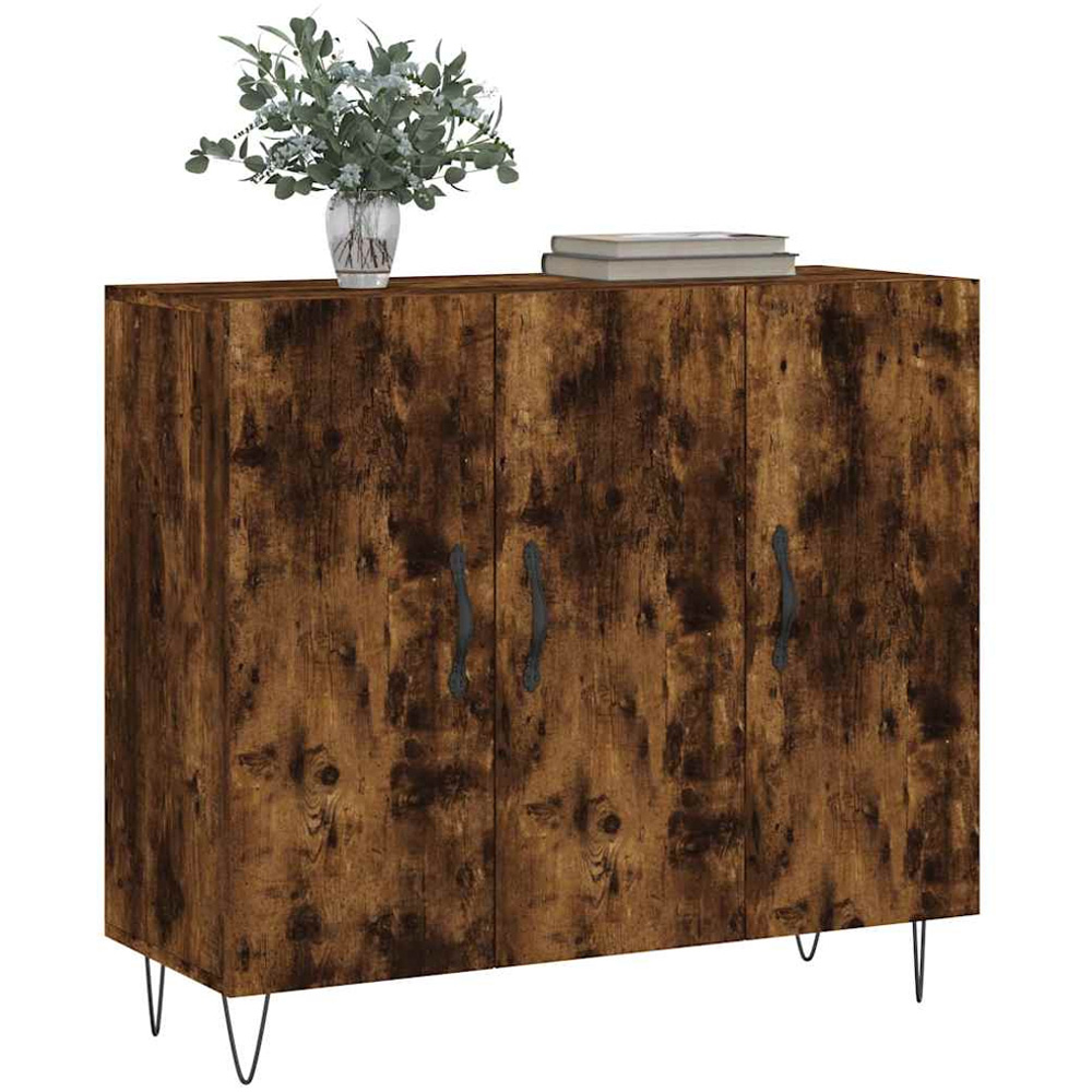 vidaXL 3 Door Smoked Oak Sideboard Image 3