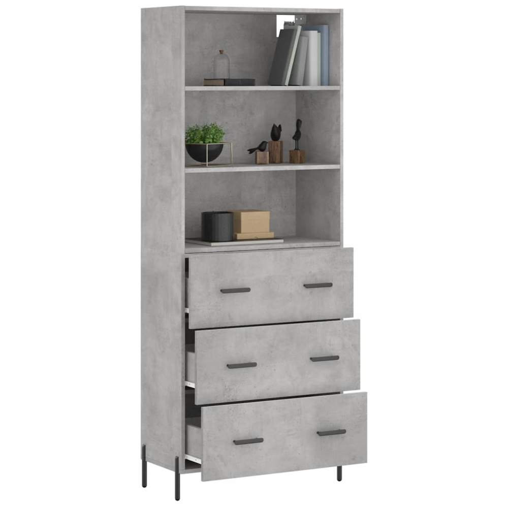 vidaXL 3 Drawer 3 Shelf Concrete Grey Highboard Image 3