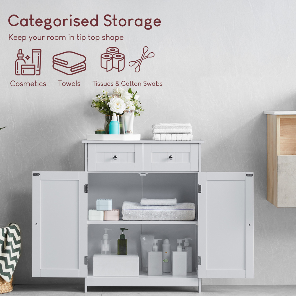 BATH VIDA Priano White 2 Drawer 2 Door Floor Cabinet Image 5