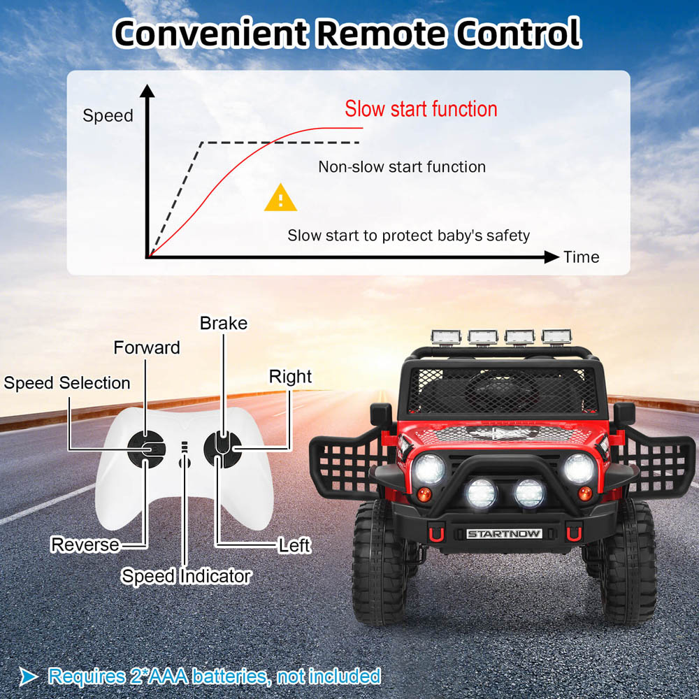 Costway Kids 2 Seater Red Ride On Truck with Remote Control 12V Image 6