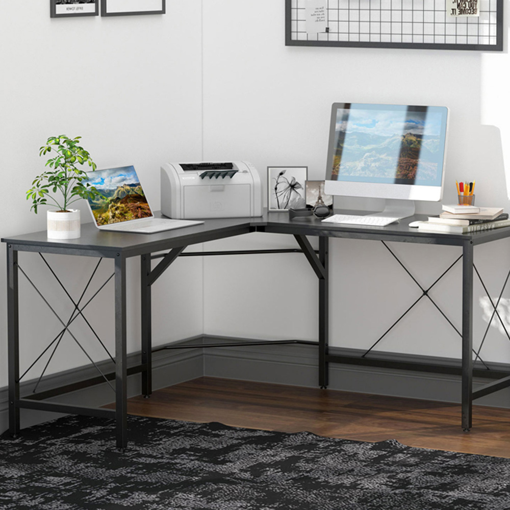 Portland L-Shaped Corner Desk Black Image 6