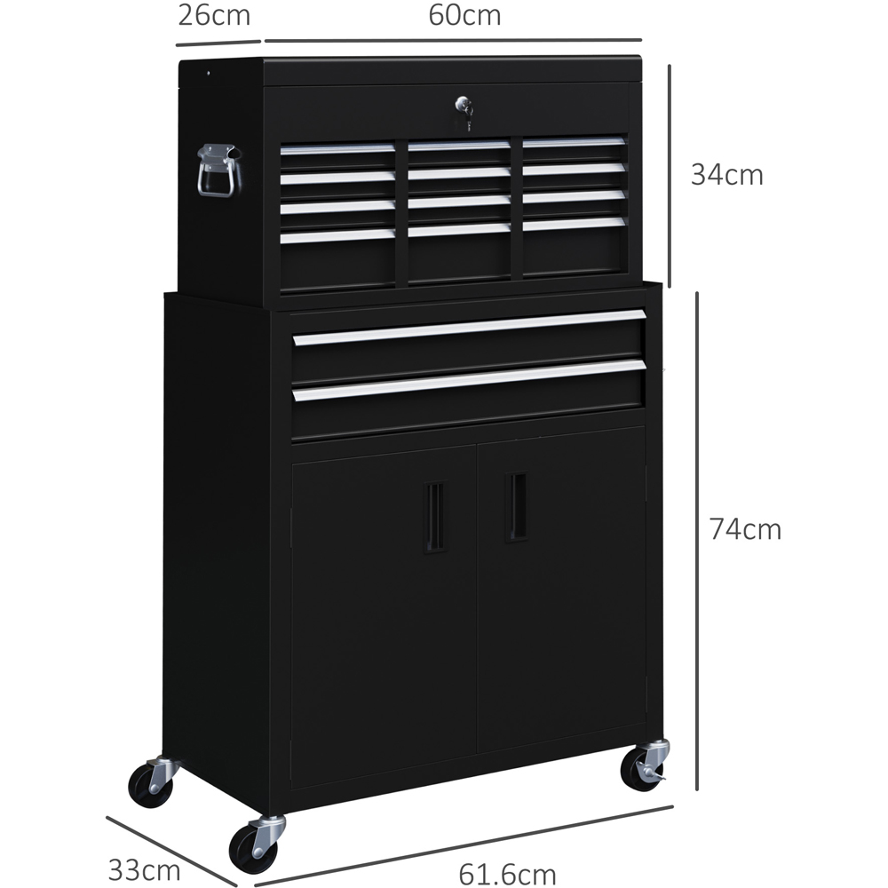 Portland 2 Door 6 Drawer Black Chest and Tool Storage Cabinet Set Image 7