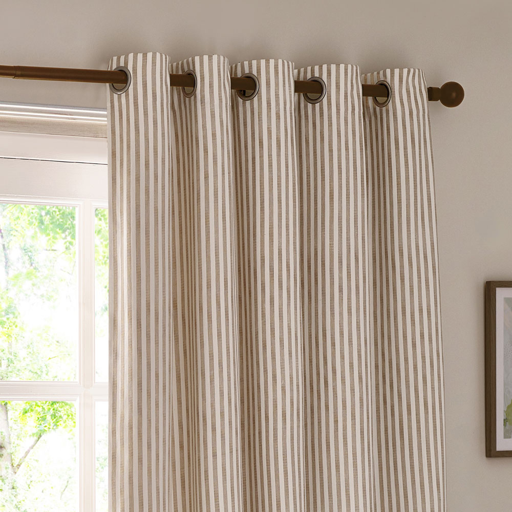 Yard Hebden Cream Striped Cotton Eyelet Curtains 168 x 229cm Image 2