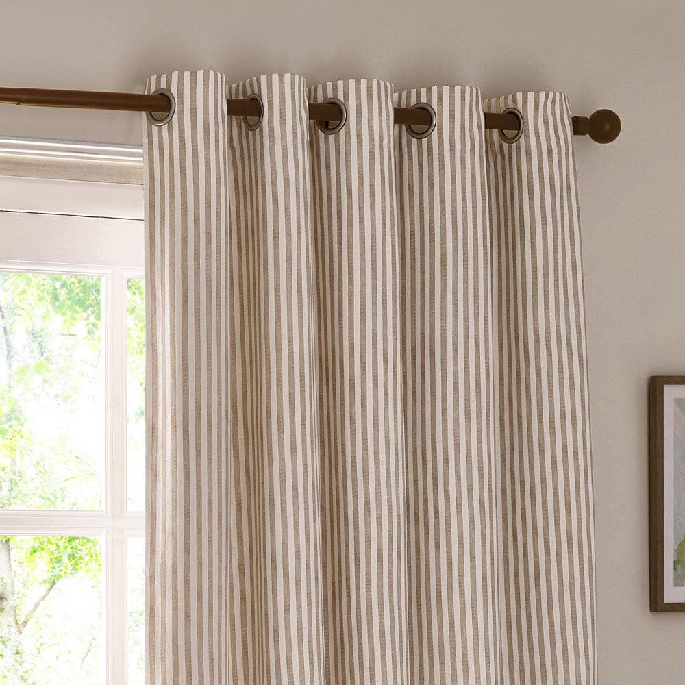 Yard Hebden Cream Striped Cotton Eyelet Curtains 229 x 183cm Image 2