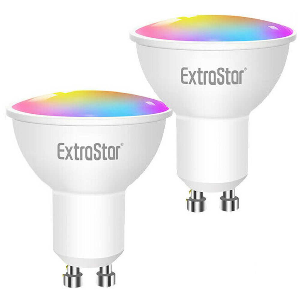 ExtraStar 2 Pack GU10 6W Smart WiFi RGB LED Light Bulb Image 1