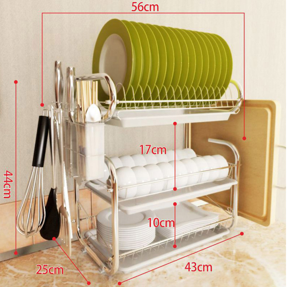 Living And Home WH0699 White Dish Rack Multi-Tiered Image 4