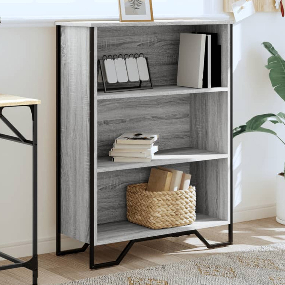 vidaXL 3 Shelf Grey Sonoma Bookcase Image 1