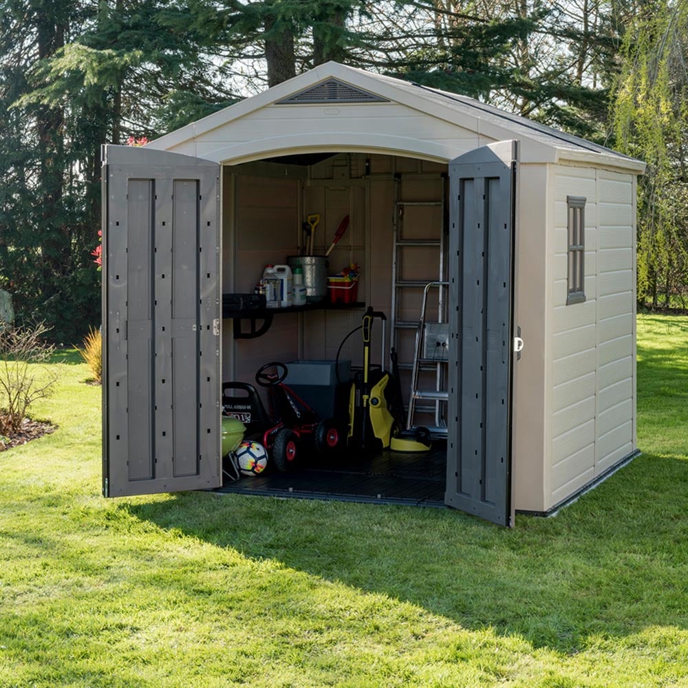 Keter Factor 8 x 8ft Beige Outdoor Resin Garden Storage Shed Image 8