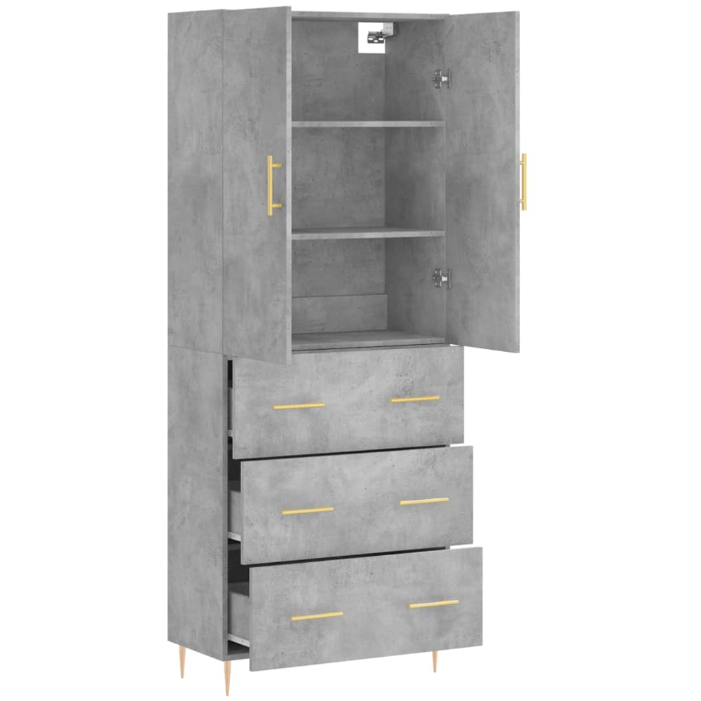 vidaXL 2 Door 3 Drawer Concrete Grey Wooden Cabinet Image 4