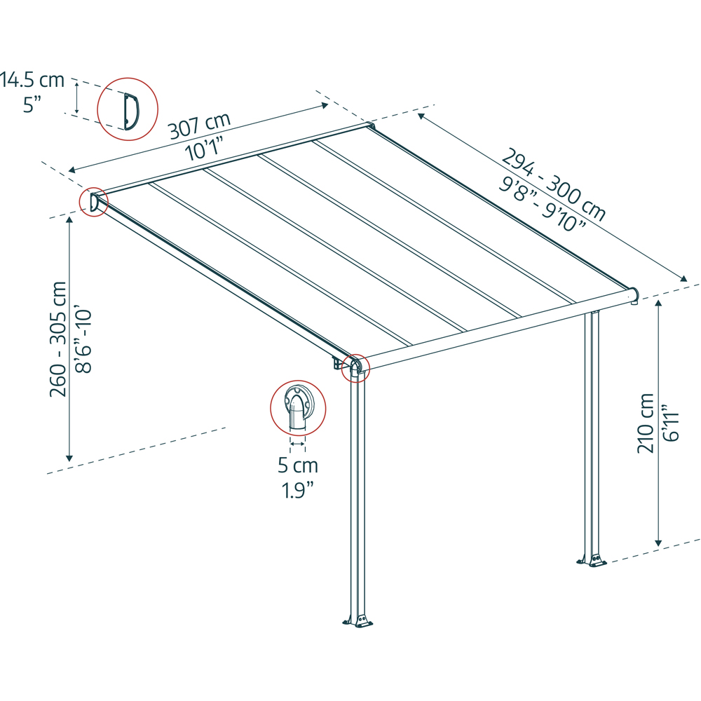 Palram Canopia Olympia Grey Clear 3 x 3.05m Patio Cover Image 5