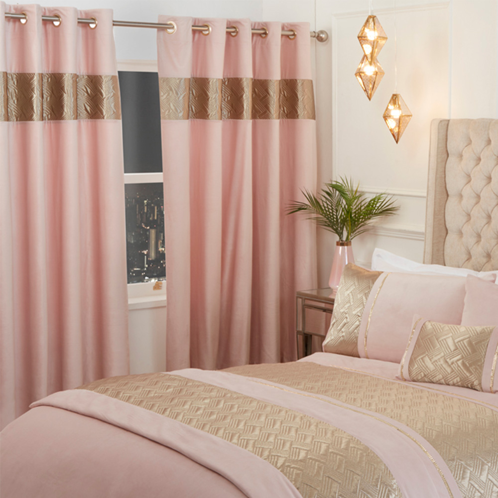 Rapport Home Capri Blush and Gold Curtains 66 x 72 Inch Image 2