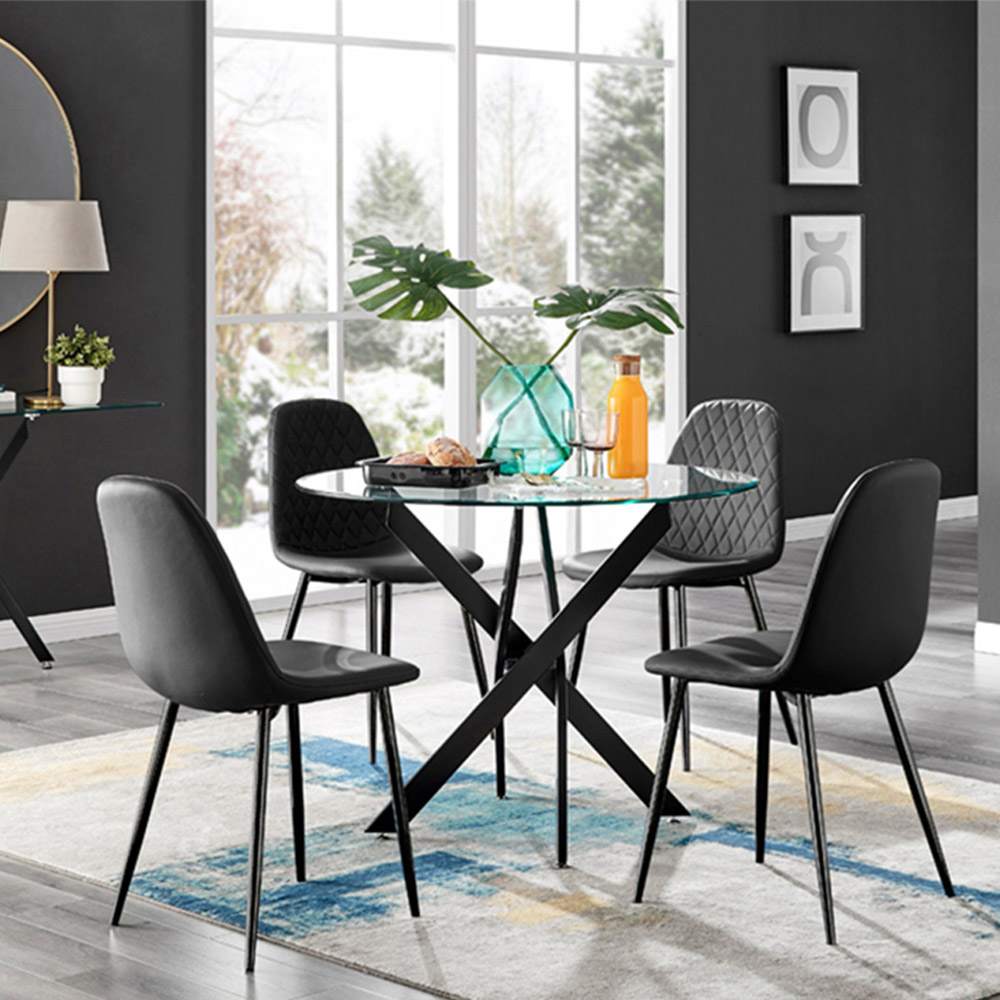 Furniturebox Arona Solara 4 Seater Round Dining Set Black Image 7