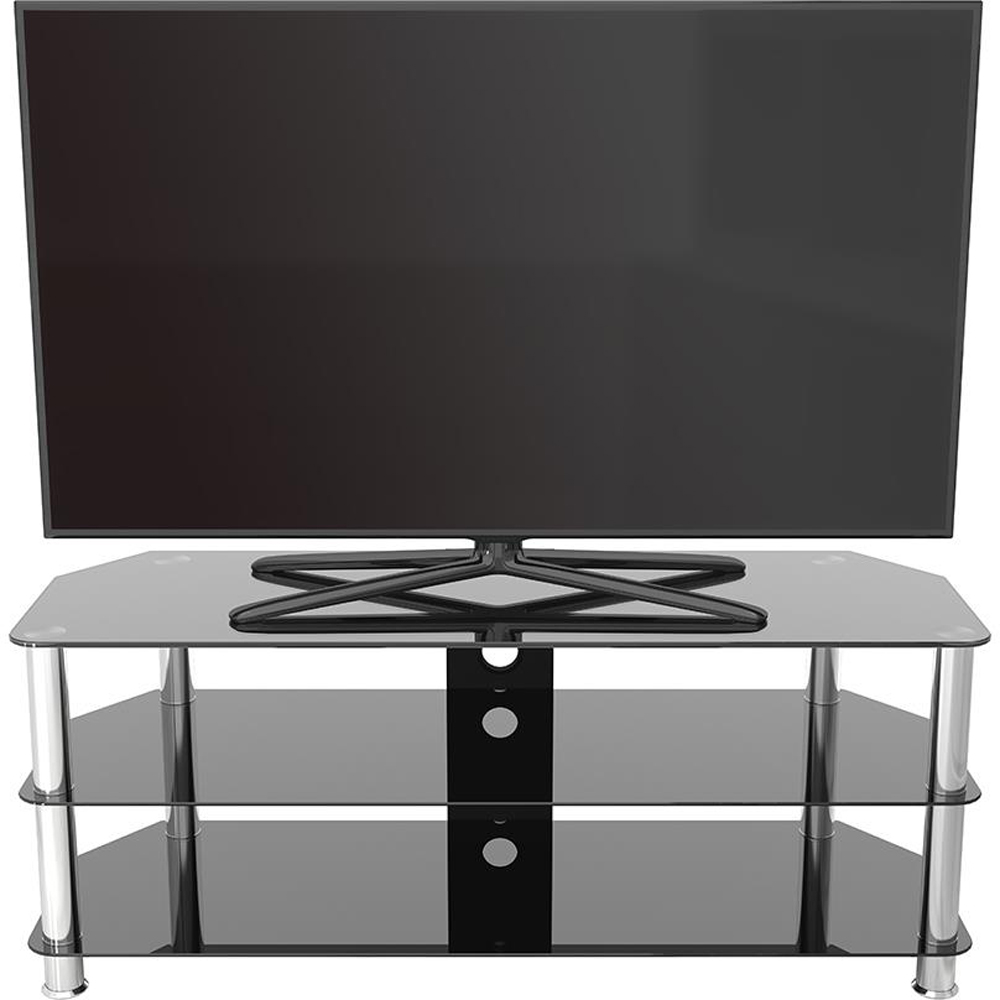 AVF Classic Chrome and Black Glass Corner TV Unit Image 6