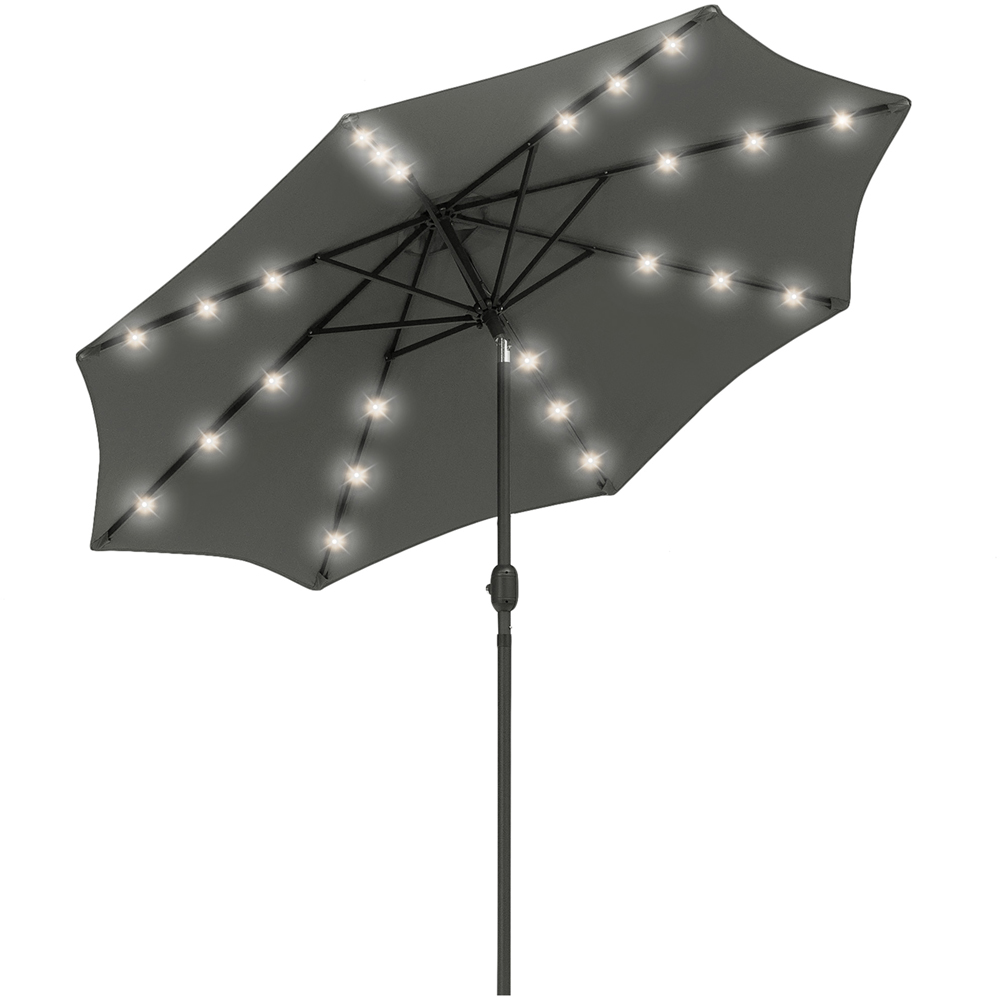 Outsunny Grey Solar LED Crank and Tilt Garden Parasol 2.7m Image 1