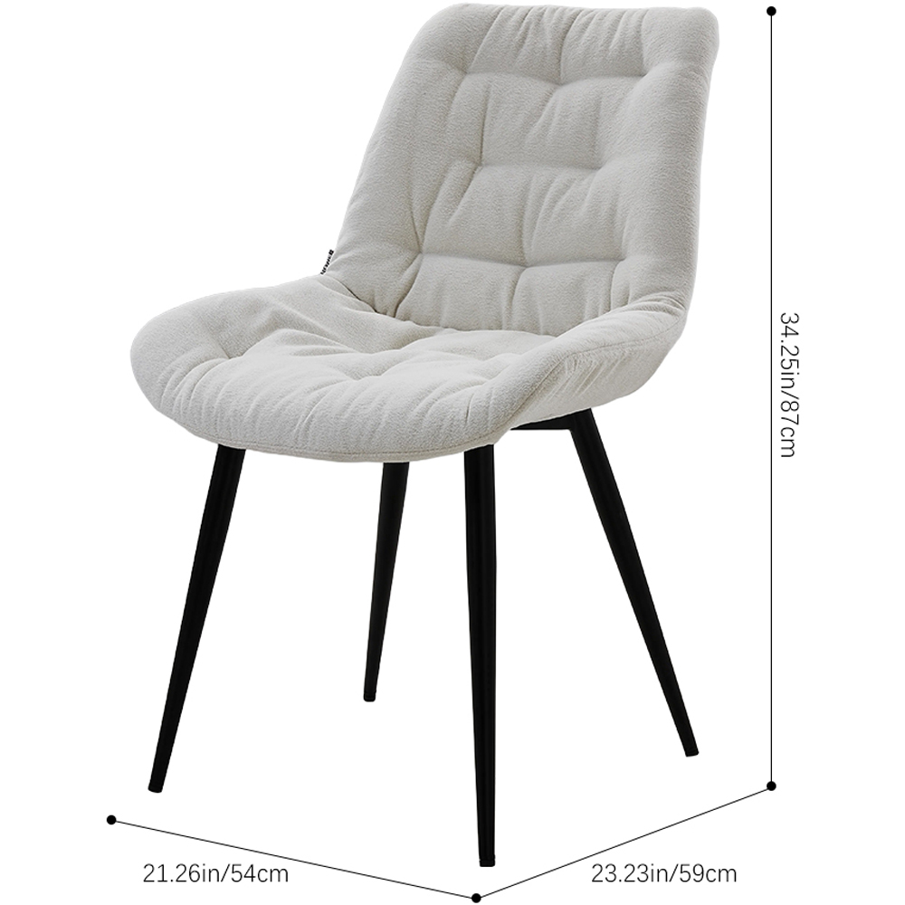 Living and Home White Teddy Fleece Dining Chair Image 9