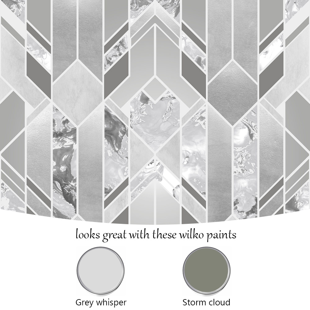 Muriva Elixir Geometric Silver Wallpaper Image 5